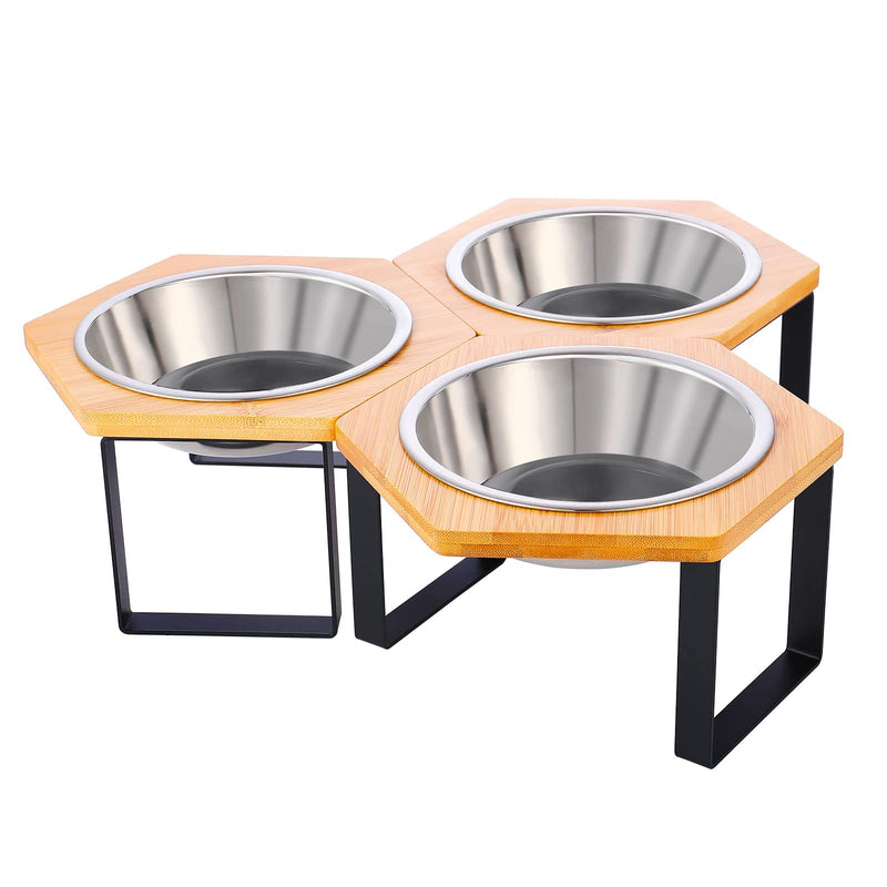 Petmolico Raised Cat Bowl,3 Elevated Water and Food Bowls Stainless Steel for Indoor Cat and Small Dogs with Metal Stand Yellow#1 - PawsPlanet Australia
