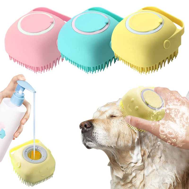 3pack Dog Bath Brush. Cat Bath Brush.Soft Silicone Dog Shampoo Brush, Pet Grooming Bath Massage Brush Shampoo Dispenser. Pet Dog an Cat Grooming Silicone Shower Brush Dog Grooming Brush Bath. - PawsPlanet Australia