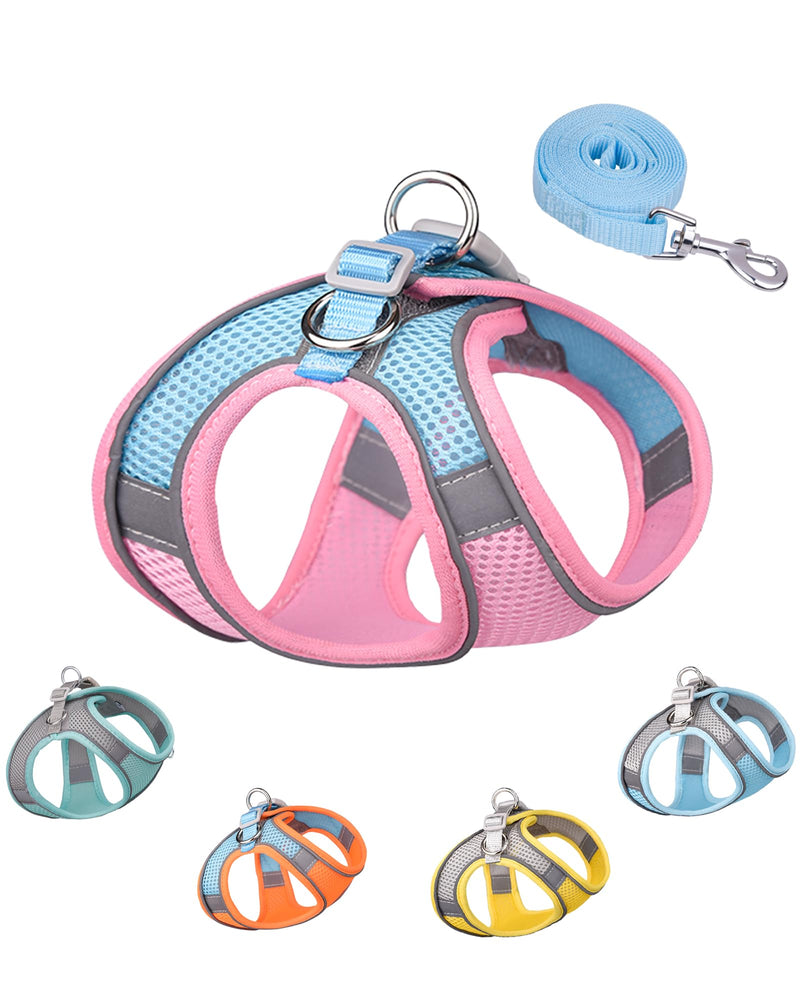Solmoony Soft Mesh Dog Harness and Leash Set for Small Medium Dogs, Step in Adjustable with Padded Vest (S, Pink) S - PawsPlanet Australia