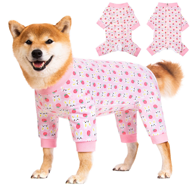 Dog Recovery Suit for Small Medium Large Dogs, Pet Onesie After Surgery Comfort Dog Bodysuit Anti Licking (Medium, Pink Bunny) - PawsPlanet Australia