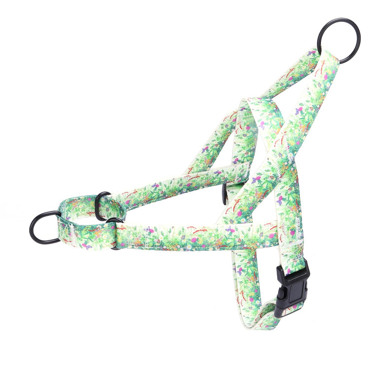 No Pull Dog Harness for Easy Walk, Floral Pattern Female Safety Nylon Training Collar for Small, Medium, and Large Dogs (M, Grass) - PawsPlanet Australia