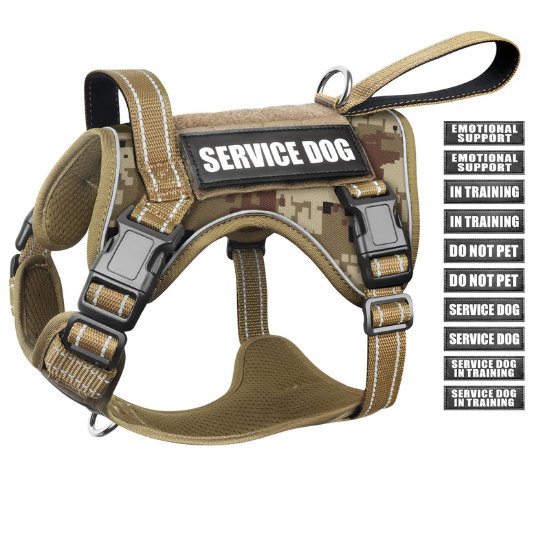 WINSEE Tactical Dog Harness, No Pull Dog Harness for Medium Large Dogs with Handle & Molle, Military Service Dog Vest Harness in Training Pet Harness for Small Dogs Desert Camo - PawsPlanet Australia