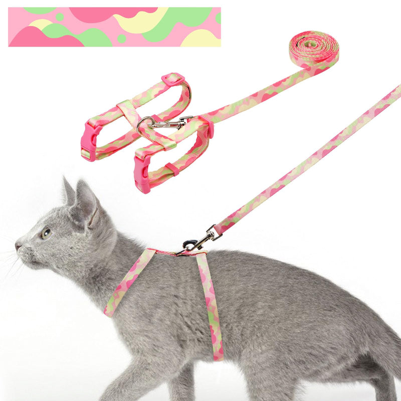 azuza Cat Harness and Leash Set for Safe Walking and Travel, Escape Proof Cat Harness, Lightweight Soft and Comfortable, Adjustable Kitten Harness for Small Medium Large Cats, Pink Camo Neck Girth: 7"-10", Chest Girth: 10"-17" 6#Pink Camo - PawsPlanet Australia