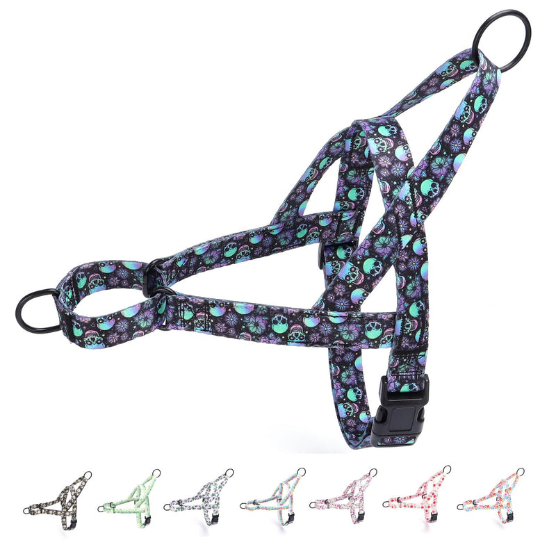 Serijoars No Pull Dog Harness - Easy Walk for Small, Medium, and Large Pets - Floral Pattern Female Safety Nylon Training Dog Harness - Flowers Design - Large Medium Small (Skull, M) Skull - PawsPlanet Australia
