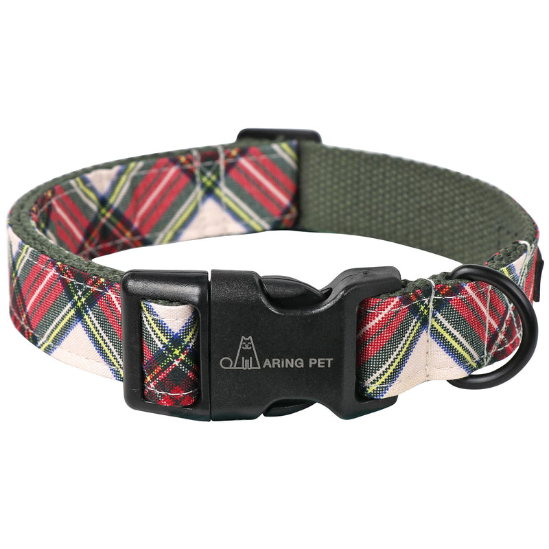ARING PET Christmas Dog Collar, Cute Red Green Plaid Cotton Lightweight Pet Puppy Collars for Small Medium Large Dogs-S Christmas-Plaid - PawsPlanet Australia