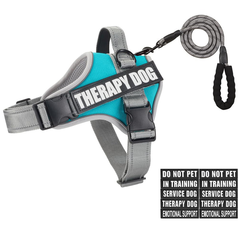 Dog Vest Harness and Leash Set, Animire Reflective Service Dog Vest with 10 Patches, 3 Rings No Choke Pet Vest for Leash Placement, in Training Dog Harness for Small Medium Large Dogs(Teal,XL) X-Large(Chest: 23.5-34.5 Inch) Teal - PawsPlanet Australia