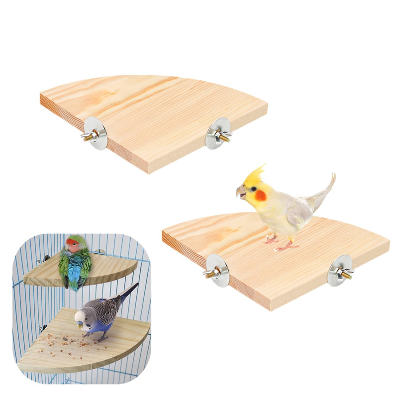 2 PCS Bird Wood Platform Sturdy Pet Platform Pet Perch Parrot Perch Fan Shaped Bird Perches Climbing Platform Bird Cage Accessories for Small Animals - PawsPlanet Australia