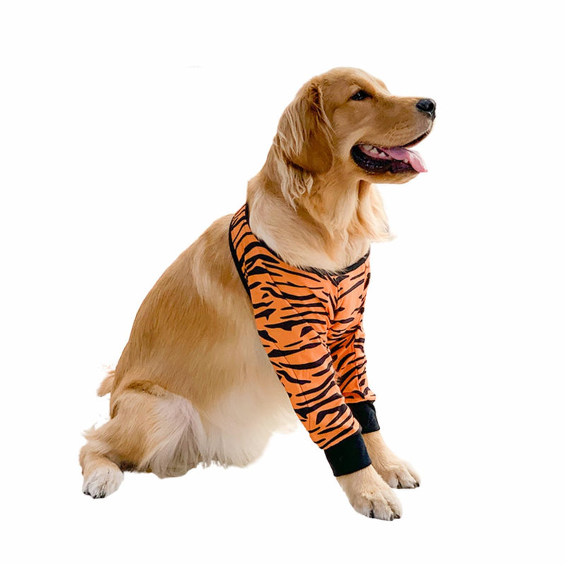 HDKUW Dog Elbow Protector for Calluses, Dog Joint Recovery Sleeve for Prevent Licking Wound, Elbow Sleeves with Mesh Pad for Medium Large Dogs Tiger 2XL - PawsPlanet Australia