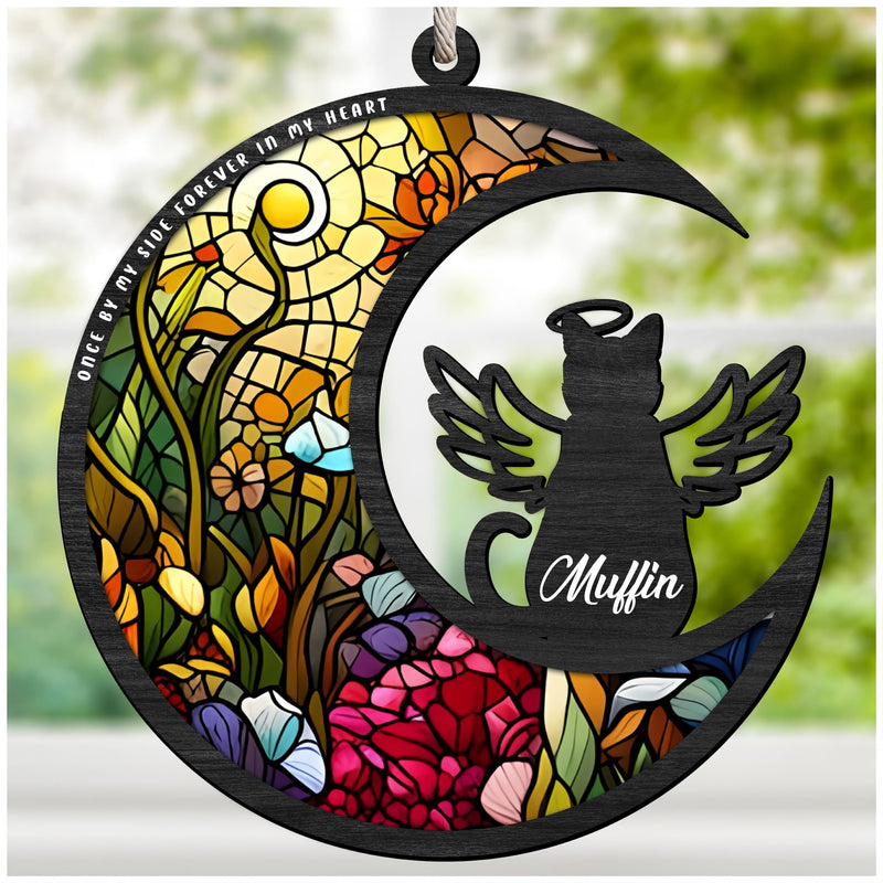 Cat Memorial Suncatcher for Windows Stained Glass,Pet Sympathy Gift to Memorialize The Loss,Unique Angel Cat Statue Suncatchers with Personalized Decorations Cat Memorial - PawsPlanet Australia