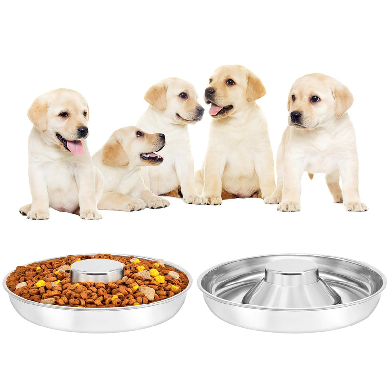 Stainless Steel Puppy Bowls 2 Pack, Pet Slow Feeder Bowls, Water Bowl, Feeding Weaning for Small Medium Large Dogs, Cat, Pets (2 Pack, Medium：1.3” x 10”) Medium：1.3” x 10” - PawsPlanet Australia