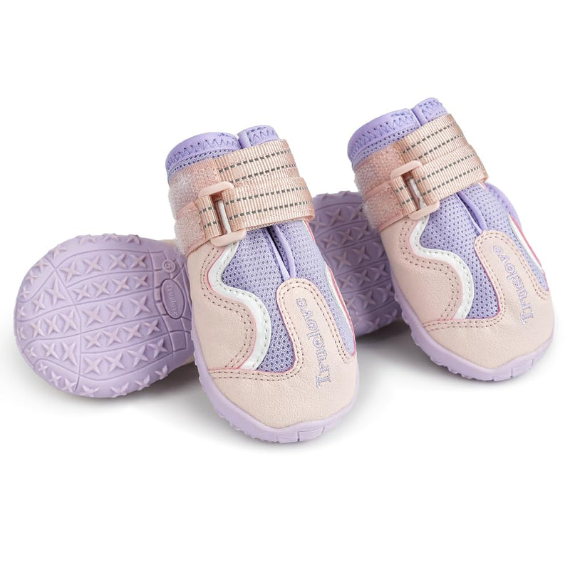 Truelove Dog Boots,Waterproof Pet Shoes with Reflective Straps for Paw Protectors Small Medium Large Dog Summer Winter Snow Outdoor Walking Size 1: 2.24"x1.38" (L*W) (Pack of 4) Pink - PawsPlanet Australia