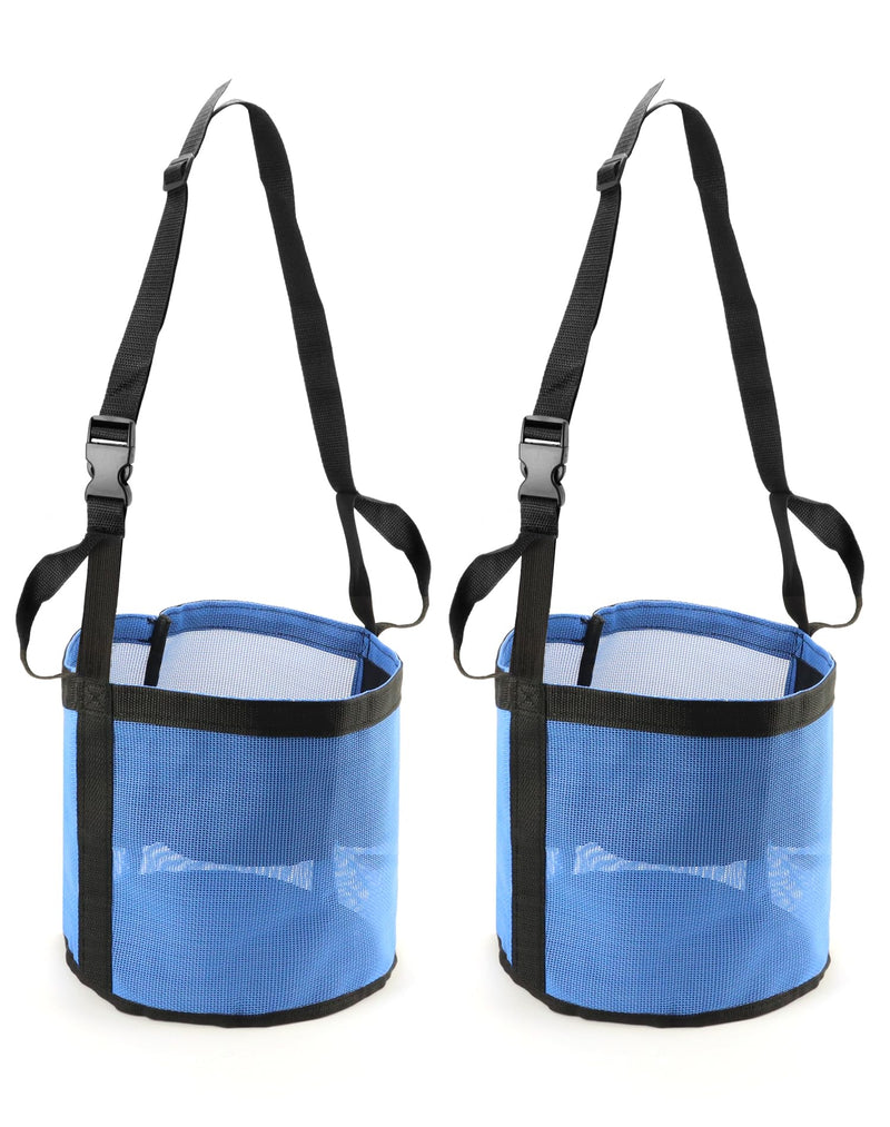 QWORK 2 Pack Horse Feed Bag for Grain - Durable Mesh Grain Feeder with Adjustable Strap, Comfortable Neck and Nose Pad Horse Muzzle Feed Bag, for Feeding Grain, Powder, Supplements, Blue 2 Pcs - PawsPlanet Australia
