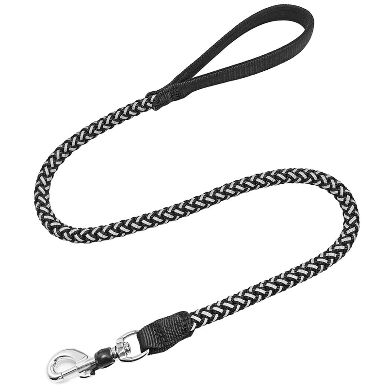 2/3/4/6/10 Foot Reflective Dog Leash Strong Nylon Rope Braided Heavy Duty for Large and Medium Small Dogs Walking Training Leads (Black, 3ft * 1/2") 3ft * 1/2" Black - PawsPlanet Australia