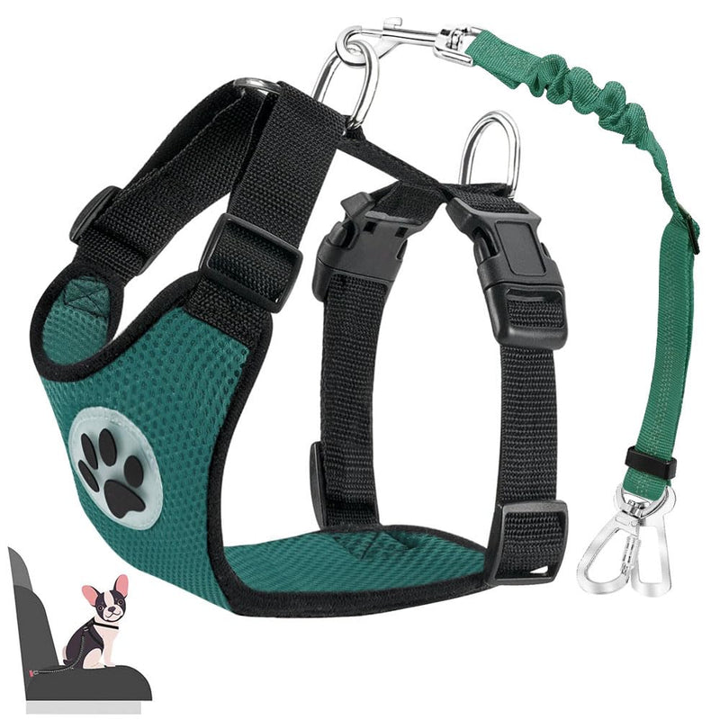 Lukovee Dog Seat Belt for Car, Adjustable Dog Car Harness for Large Medium Small Dogs, Soft Padded & Breathable Mesh Dog Seatbelt with Car Strap and Carabiner (Green,L) ·Green - PawsPlanet Australia