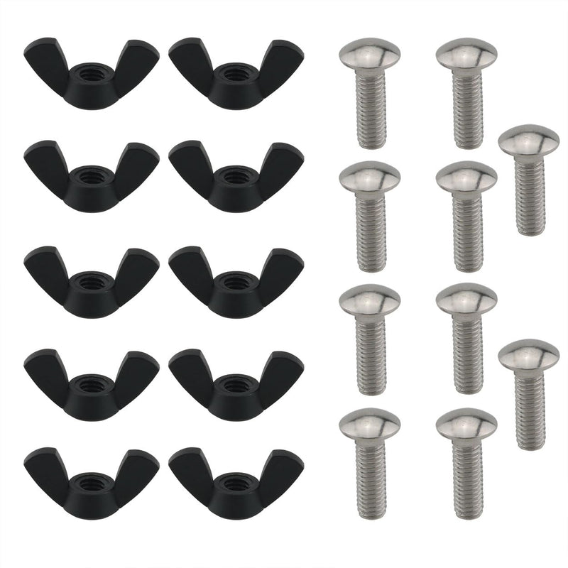 10Sets Pet Carrier Fasteners Set, 20PCS M6 Stainless Steel Replacement Bolts and M6 Plastic Butterfly Nuts Dog Kennel Hardware Replacement Set for Pet Carrier Kennel - PawsPlanet Australia