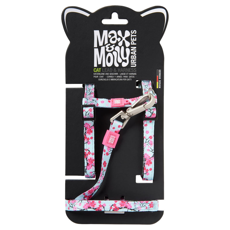 Max and Molly Adjustable Cat Harness and Leash Set - Escape-Proof Cat Harness with Leash for Outdoor Walking and Exploring - Tropical Design (Cherry Bloom) Cherry Bloom - PawsPlanet Australia