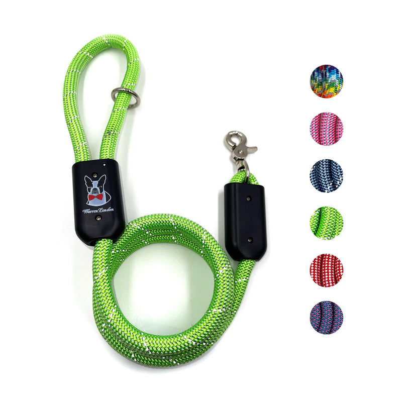 Warren London Climbing Rope Dog Leash – 5 ft Reflective Forest-Green Rope w/Comfort Grip & Locking Clip | Heavy-Duty Lead for Hiking, Camping & Daily Walks Green - Reflective - PawsPlanet Australia