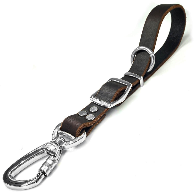 Leather Short Dog Leash,Adjustable Length Dog Leads,Extra Thick Genuine and Heavy-Duty Hardware Handmade Assembled with Extension Function Strong Traffic Pet Leashes. (Width: 1.0" Length: 14-25") Width: 1.0" Length: 14-25" - PawsPlanet Australia