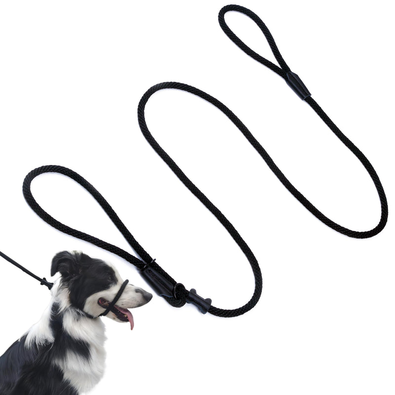 Multifunctional Figure 8 Padded Head Halter Walking Training Leather Stopper Slip Lead Dog Rope Leash Muzzle (Black) Black L/6FT - PawsPlanet Australia