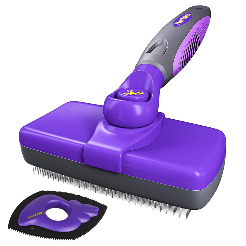 Hertzko Dog Slicker Brush and Dog Hair Remover - Self-Cleaning Brush for Cats and Dogs - Pet Hair Remover Brush for Fur - Gently Removes Mats, Tangles, and Loose Hair - Ideal for Home Use - PawsPlanet Australia