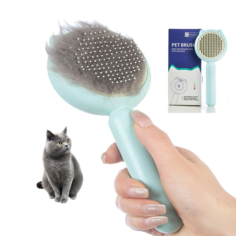 Cat Brush Dog brushes with Release Button for Shedding Grooming, suit for Long or Medium Haired Cats, Lightweight Skin Friendly Pet Brush Hair Removal Comb Brushes for Kitten Light Blue - PawsPlanet Australia