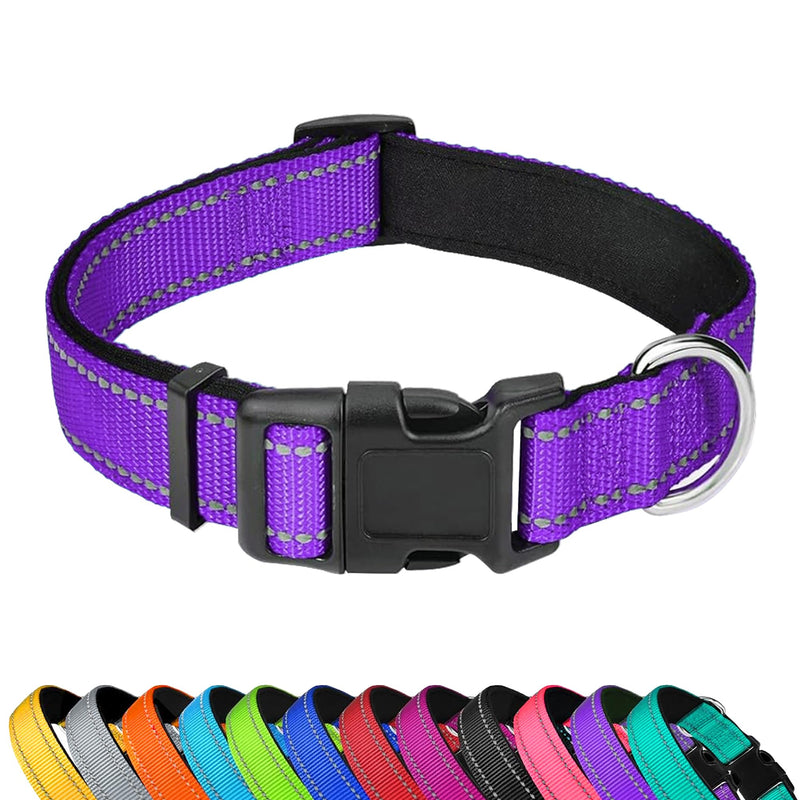 Reflective Dog Collar, Adjustable Soft Neoprene Padded Nylon Pet Collars with Buckle for Puppy and Small Dogs, Cats, Purple,XS - PawsPlanet Australia