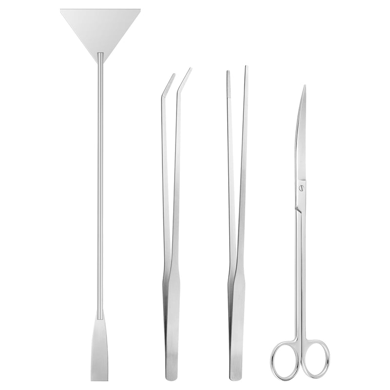 Aquascape Tools Aquarium Kit - 4PCS Terrarium Supplies Include Long Tweezers for Terrarium, Feeding Tongs, Aquarium Scissors, Aquarium Algae Scraper for Fish Tank Cleaning Plant Trimming - PawsPlanet Australia