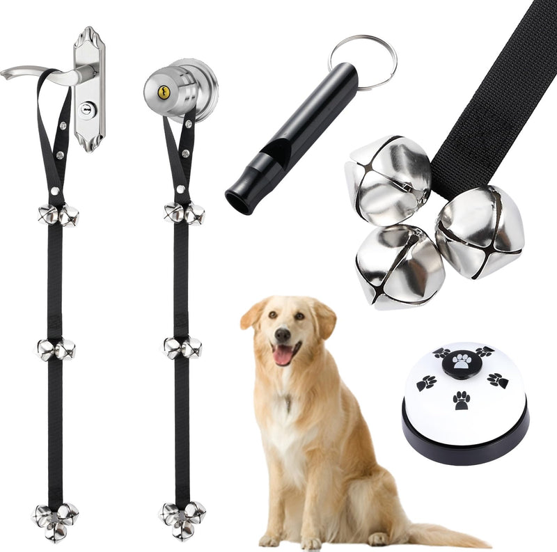2 Pack Dog Doorbells, Dog Training Bells for Go Outside Potty Training Bell Communication Device, Adjustable Strap Door Bell, Dog Bells Puppy Training Bell with Free Whistle - PawsPlanet Australia
