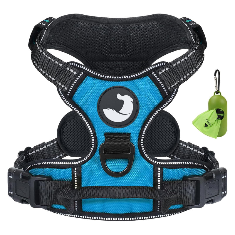 Joytale No Pull Dog Harness for Large Dogs, Reflective Pet Vest with Front Clip, Adjustable Soft Padded Harnesses with Easy Control Handle for Training and Walking, Sky Blue, L SkyBlue - PawsPlanet Australia