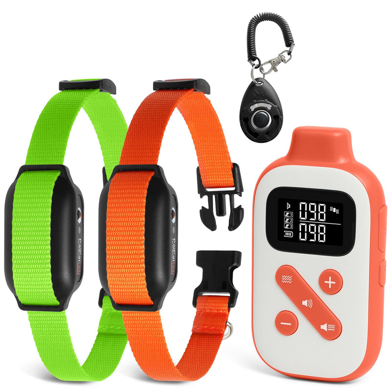 PaiPaitek Vibrating Dog Collar No Shock, 3300ft Waterproof Vibration Collar for 2 Dogs, No Shock Dog Training Collar with Remote for 5-120 lbs All Breeds, Safe and Humane PD523V-2 Orange - PawsPlanet Australia