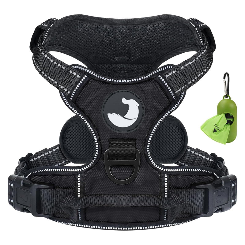 Joytale No Pull Dog Harness Medium Sized Dog, Reflective Pet Vest with Front Clip, Adjustable Soft Padded Harnesses with Easy Control Handle for Training and Walking, Black, M - PawsPlanet Australia