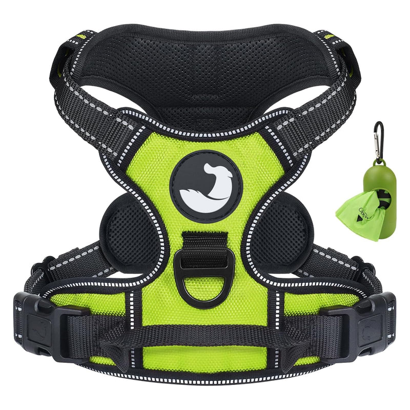 Joytale No Pull Dog Harness for Large Dogs, Reflective Pet Vest with Front Clip, Adjustable Soft Padded Harnesses with Easy Control Handle for Training and Walking, Green, L
