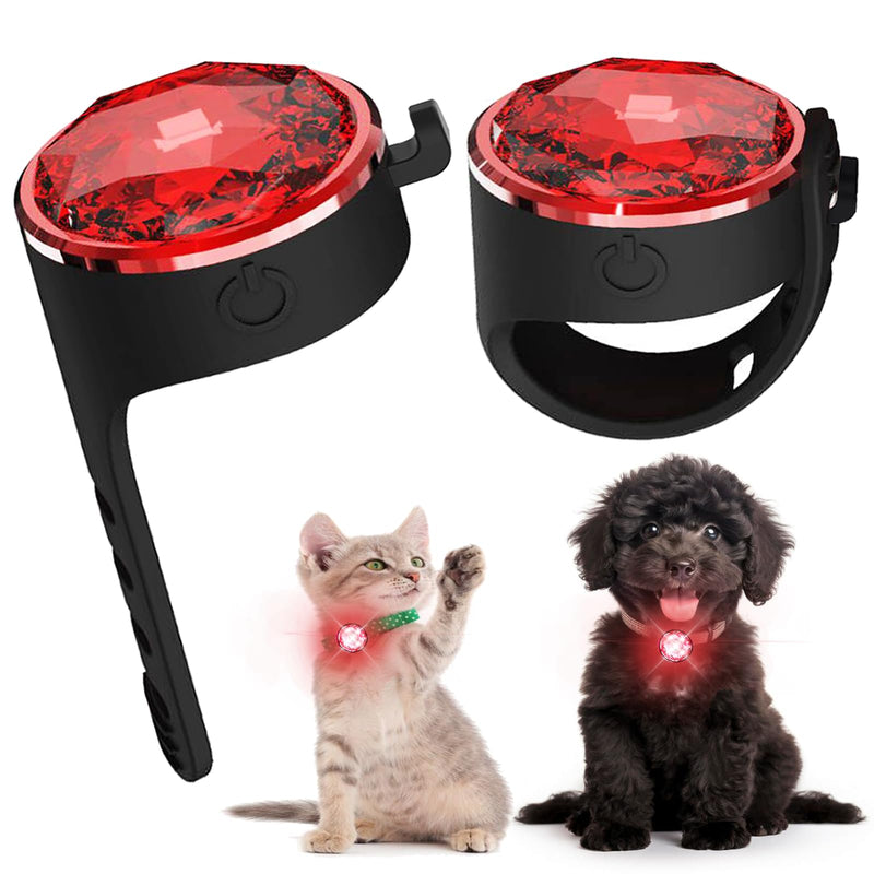 2-Pack Dog Collar Lights for Nighttime Clip on, Yesbular 3 Modes Dog Leash Light, 100% Waterproof Dog Light Clip. Durable Silicone Band Dog Lights for Night Walking(Red). Red - PawsPlanet Australia