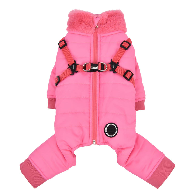 Puppia Everson Dog Jumpsuit Winter Season Intrgrated Harness for Small and Medium Dogs, Pink, Medium Pink_Everson - PawsPlanet Australia