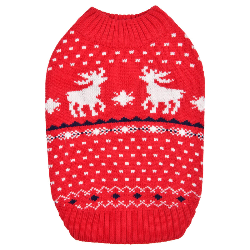 Puppia Dyani Dog Knit Sweater Winter Season for Small and Medium Dogs, RED, Large Red_Dyani - PawsPlanet Australia