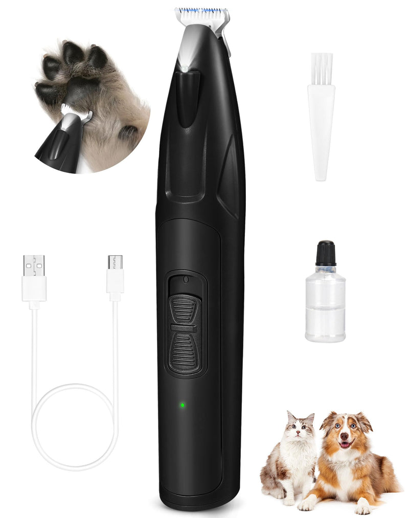 Dog Clippers for Grooming, 2 Speed Dog Paw Trimmer with LED Light, Rechargeable Low Noise Pet Shaver for Trimming Dogs Cats Hair Around Paws, Eyes, Ears, Face, Rump (Black) Black - PawsPlanet Australia