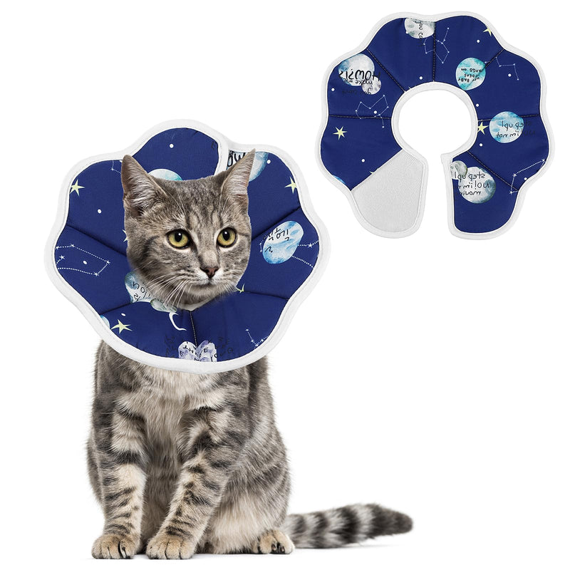 Cobee Soft Cat Cone Collar, Protective Cute Small Cat Recovery Collar Adjustable Fasteners Collars for Kittens Cats E-Collars After Surgery Wound Healing, Fit 6.3"-9" Neck Circumference(Constellation) Constellation - PawsPlanet Australia