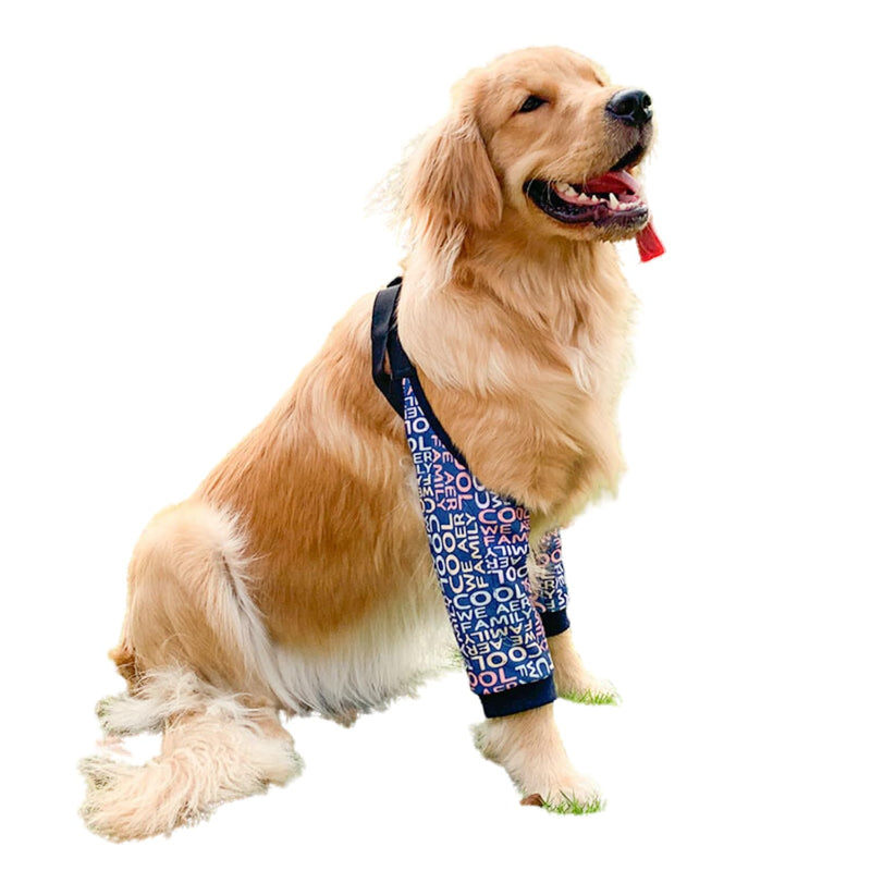Dog Elbow Protector, Thickened Elbow Sleeves with Mesh Pad for Medium Large Dogs Winter Autumn Prevent Licking Wound (Navy Letters,XL) XL-Length 11.4'' Knee Girth<9.2'' Navy Letters - PawsPlanet Australia