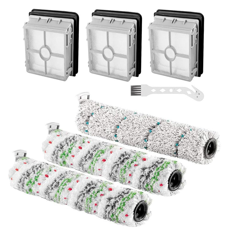 Replacement compatible with Bissell CrossWave X7 Pet Pro 3011 3055 3277 3279 3276A,1 Pack 2787 Multi-Surface Brush Roll+2 Pack 2788 Pet Brush Rolls+3 HEPA Filters large