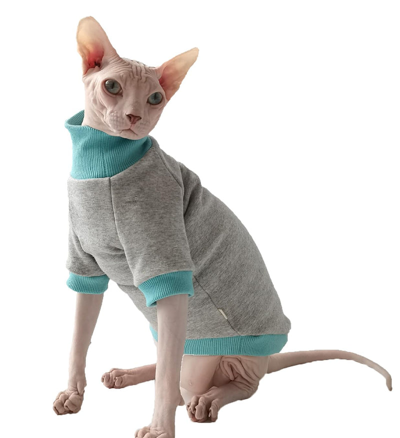 Sphynx Hairless Cat Clothes Coats for Cats Only Pet Cats 4 Legged Pajamas Apparel for Cats Onesies Pet Jumpsuit for Devon Rex, Cornish Rex and Peterbald Cats (Small, Grey&Blue) Small - PawsPlanet Australia