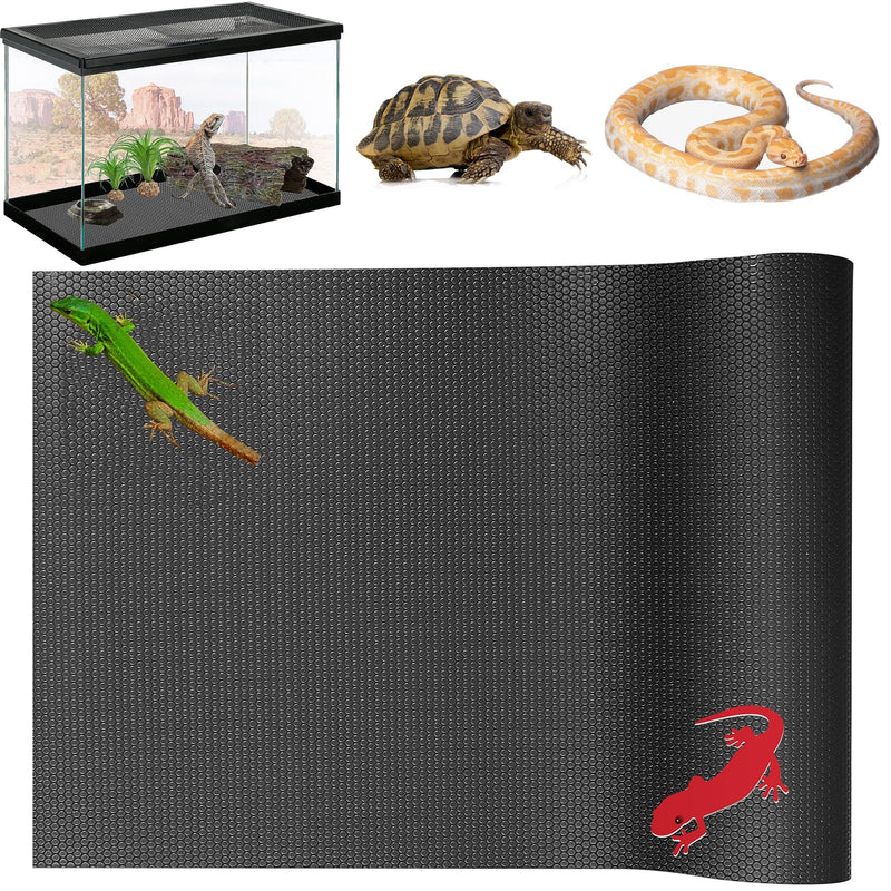 Reptile Substrate Liner Terrarium Carpet, Bearded Dragon Tank Accessories, Non-Adhesive Reptile Carpet Reptile Flooring Mat Bedding for Leopard Gecko, Snake, Lizard, Tortoise, 17.7x39.4 inch Black - PawsPlanet Australia