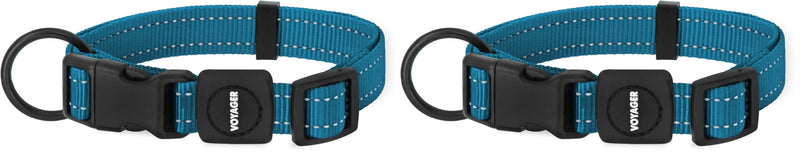 Best Pet Supplies Reflective Dog Collar with Adjustable Length, Heavy-Duty Buckle, and Strong Leash D-Ring, Training, Walking, Jogging Accessory for Small, Medium, and Large Breeds - Turquoise, L - PawsPlanet Australia