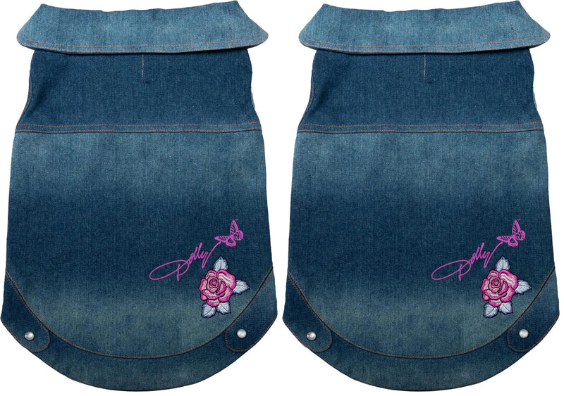 Dolly Doggy Parton Blue Denim Jacket with Collar for Dogs, Dog Apparel (Pack of 2) Medium (Pack of 2)