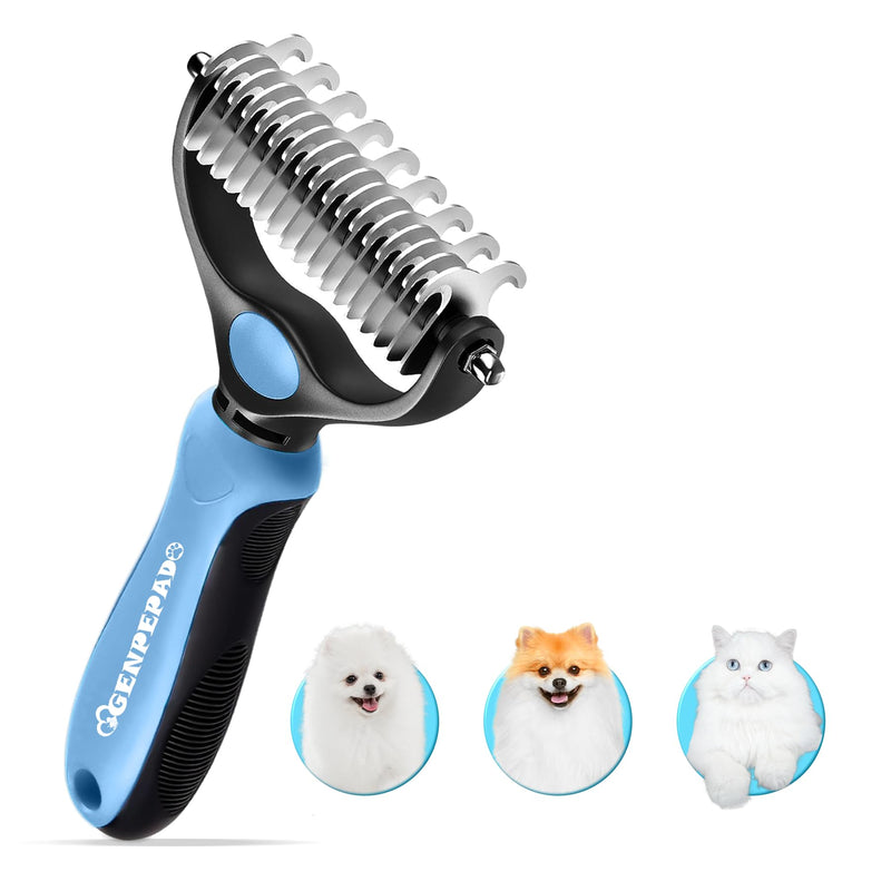 Undercoat Rake for Dogs & Cats, Dematting Comb with Extra Wide Double-Sided Stainless Steel Teeth for Detangling, Deshedding, Brushing, Thinning & Removing Shed Fur, Knots, Mats, and Tangles in Pets - PawsPlanet Australia