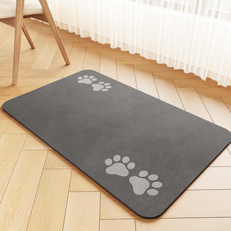 Pet Feeding Mat-Absorbent Pet Placemat for Food and Water Bowl, Dog Food Mat with Waterproof Rubber Backing, No Stains Quick Dry Water Dispenser Mat for Dog and Cat, Dark Gray-12"x20" 12"x20" - PawsPlanet Australia