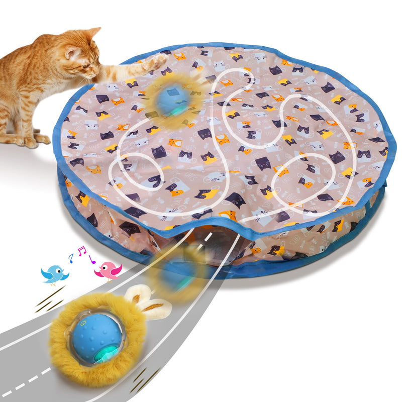 Interactive Cat Toys Ball Fast Rolling in Pouch, Motion Activate Chirping Cat Toy Hide and Seek Mouse Catching Game (Blue) Blue - PawsPlanet Australia