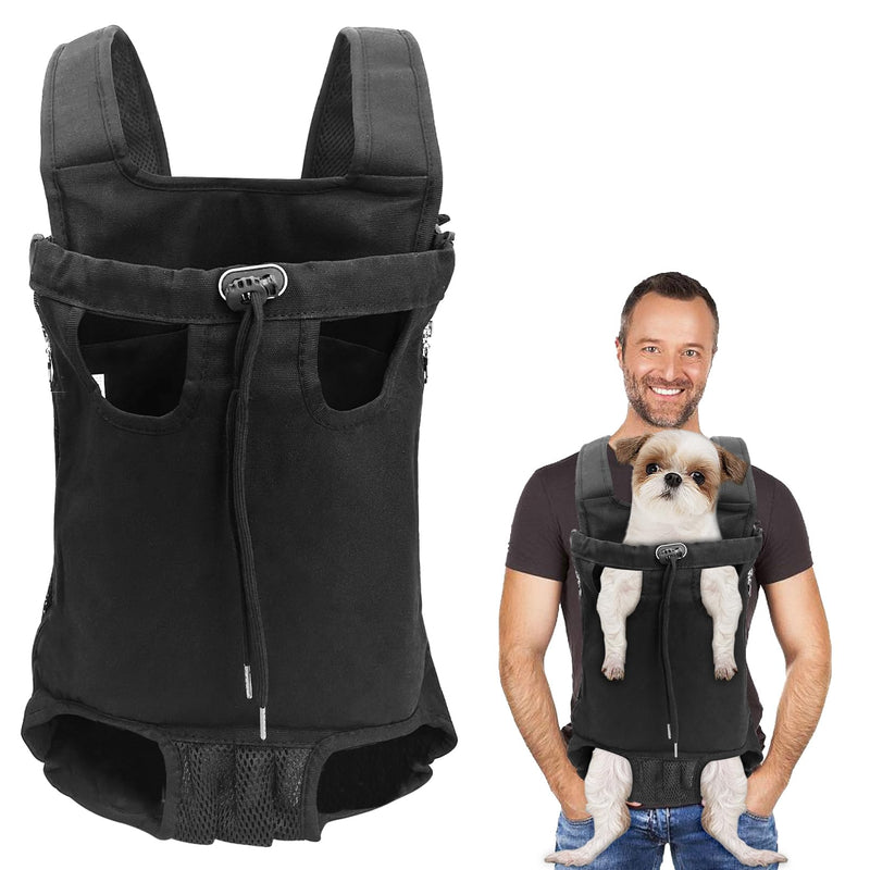 Dog Carrier Backpack, Legs Out Easy-Fit Dog Front Carrier Adjustable Breathable Pet Bag Double Shoulder Backpacks for Travel Hiking Walking Cycling Outdoor Use Black-Large Large - PawsPlanet Australia