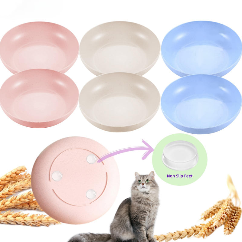 6-Pack Cat Food Bowl with Non Slip Feet, Whisker Fatigue Cat Dishes for Food, Shallow Kitten Bowls Set for Indoor Cats, 5.5" Flat Cat Plates for Wet Food - PawsPlanet Australia