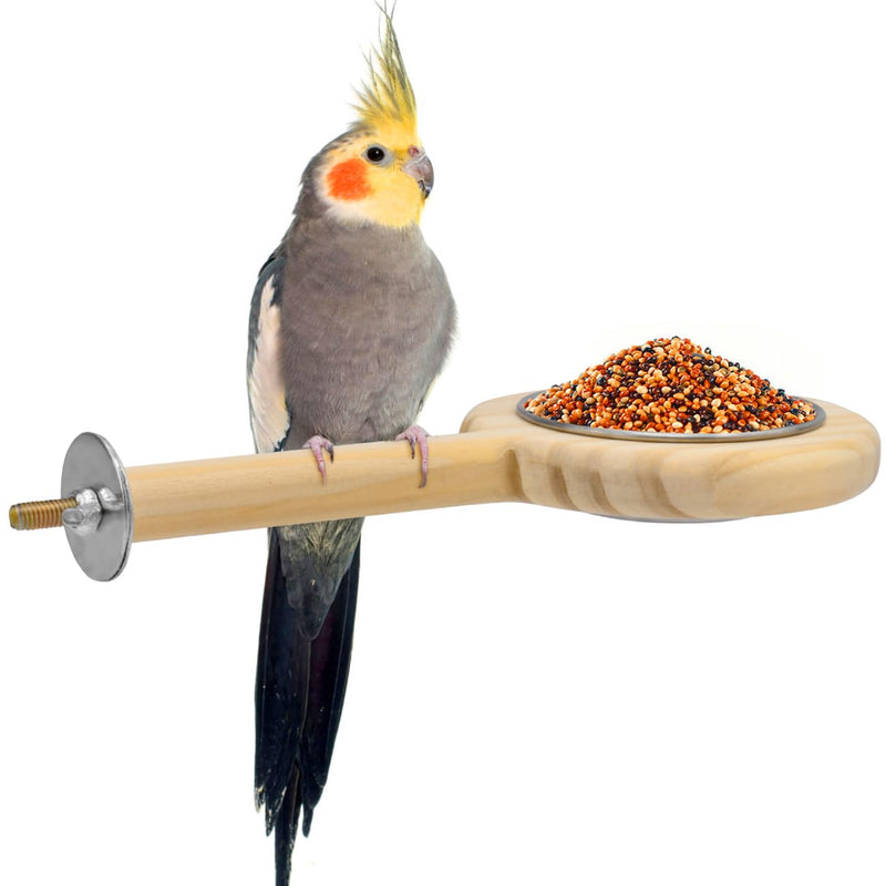KATUMO Bird Perch Bird Feeding Cup Parrot Wood Perch Stand Toy Bird Cage Accessory for Parakeet Lovebird Conure Budgie Canary Finch Small Parrots L Perch - PawsPlanet Australia