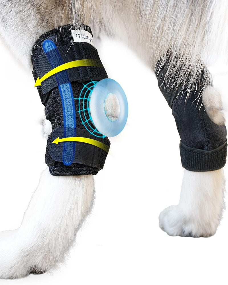 Dog Leg Brace for Rear Hock & Ankle, Canine Hind Leg Joint Compression Wrap for Torn ACL & CCL, Injury and Sprain Protection, Wound Care and Loss of Stability 1 Pair, Size: Large black - PawsPlanet Australia